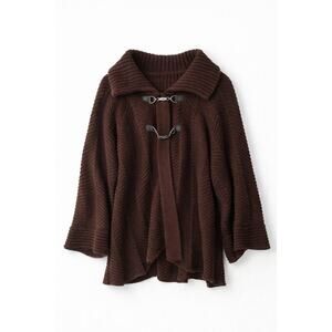Vintage Chocolate Brown Frog Hook Closure Tunic Sweater